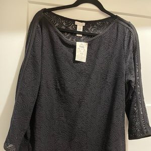 Cache brand new lace top with detailed sleeves